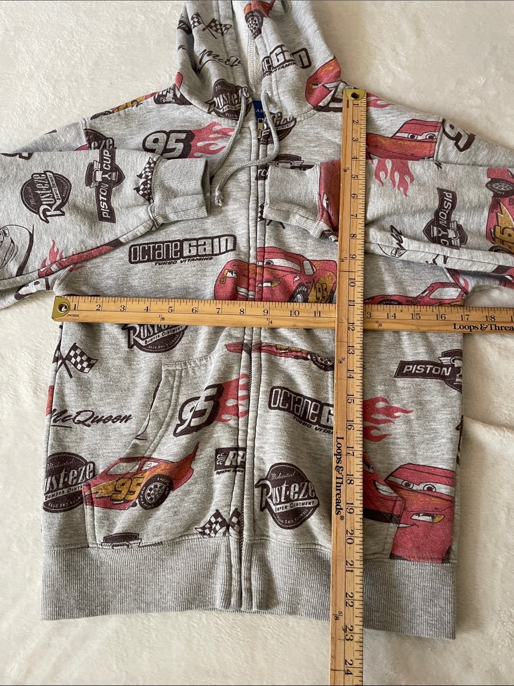 Pixar Cars Lightning McQueen size XS Gray full-zip hoodie - Picture 8 of 8